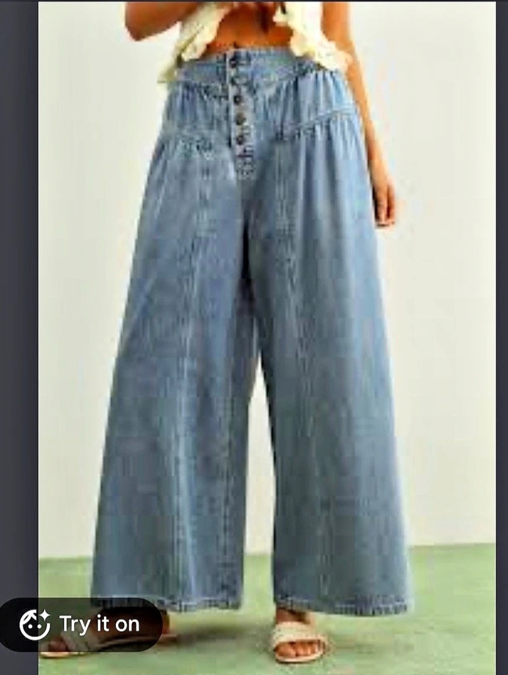 The Free Libre Wide-Leg Jeans Blue Size Small